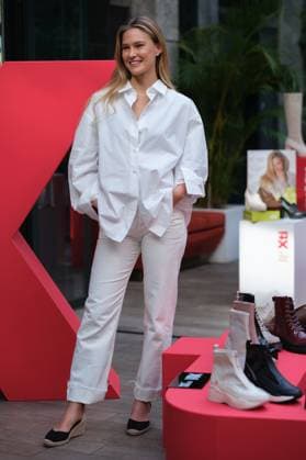 April 19, 2023, Madrid, Spain: Model Bar Refaeli presents the Xti New Collection at Ginkgo Garden in Madrid. Madrid Spain - ZUMAs197 20230419_zaa_s197_025 Copyright: xAtilanoxGarciax