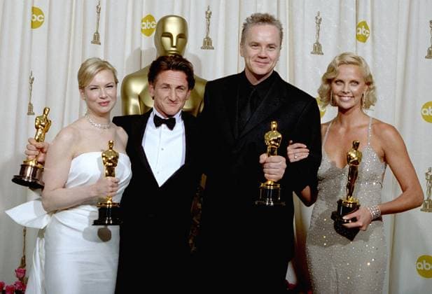 76th Academy Awards February 29, 2004 Renee Zellweger,Sean Penn,Tim Robbins and Charlize Theron 2004 A.M.P.A.S.  Copyright: xx 34519-020THA The Hollywood Archive