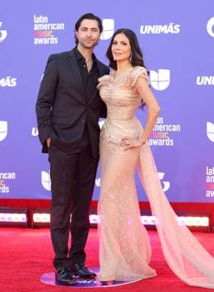 (L-R) Forrest Kolb and Patricia Manterola attend the 8th annual Latin American Music Awards at the MGM Grand Garden Arena in Las Vegas on Thursday, April 20, 2023. The annual event honors outstanding achievements for artists in the Latin music industry.  LAV2023042118 JAMESxATOA