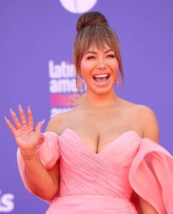 Chiquis attends the 8th annual Latin American Music Awards at the MGM Grand Garden Arena in Las Vegas on Thursday, April 20, 2023. The annual event honors outstanding achievements for artists in the Latin music industry.  LAV2023042078 JAMESxATOA