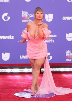 Chiquis attends the 8th annual Latin American Music Awards at the MGM Grand Garden Arena in Las Vegas on Thursday, April 20, 2023. The annual event honors outstanding achievements for artists in the Latin music industry.  LAV2023042082 JAMESxATOA