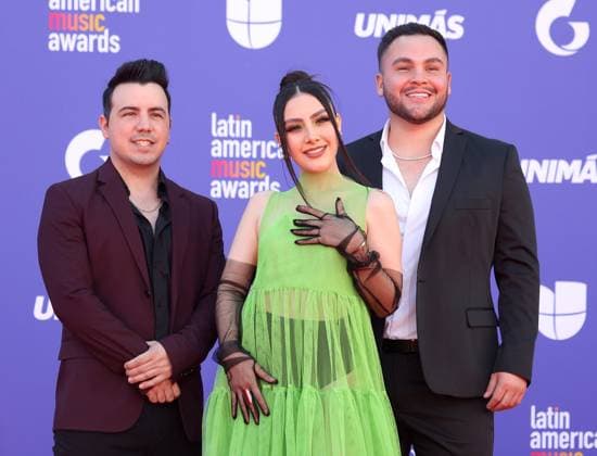 Musical group Somos 3 attends the 8th annual Latin American Music Awards at the MGM Grand Garden Arena in Las Vegas on Thursday, April 20, 2023. The annual event honors outstanding achievements for artists in the Latin music industry.  LAV2023042094 JAMESxATOA