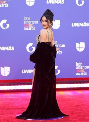 Becky G attends the 8th annual Latin American Music Awards at the MGM Grand Garden Arena in Las Vegas on Thursday, April 20, 2023. The annual event honors outstanding achievements for artists in the Latin music industry.  LAV2023042151 JAMESxATOA