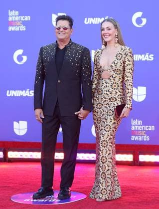 Carlos Vives and Claudia Elena Vasquez attend the 8th annual Latin American Music Awards at the MGM Grand Garden Arena in Las Vegas on Thursday, April 20, 2023. The annual event honors outstanding achievements for artists in the Latin music industry.  LAV2023042174 JAMESxATOA