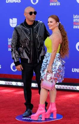 April 20, 2023, Las Vegas, Nevada, USA: Wisin and Yomaira Ortiz Feliciano on the red carpet of the 2023 Latin American Music Awards held on Thursday April 20, 2023 at the MGM Grand in Las Vegas, Nevada. PI Las Vegas USA - ZUMAp124 1028403324st Copyright: xJAVIERxROJASx