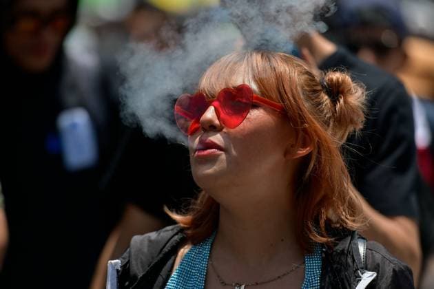 World Cannabis Day in State of Mexico April 20 , 2023 Toluca , Mexico : Thousands of young people and adults took to the streets of the city where they participated in the 5th cannabis walk in commemoration of World Cannabis Day, demanding its legalization as a plant for recreational purposes. on April 20, 2023 in Toluca, MÃ xico. (Photo by Arturo Hernandez Eyepix Group) Copyright: xArturoxHernandezx xEyepixxGroupx AH_200423_16