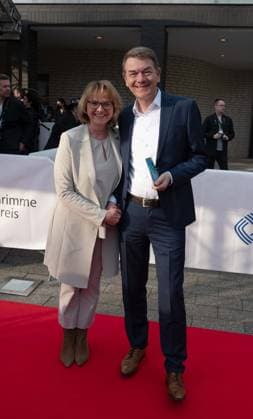 Joerg SCHOENENBORN and Jona TEICHMANN, red carpet, red carpet show, arrival, arrival, 59 Adolf Grimme Prize award ceremony Adolf Grimme Prize Grimme Prize in Marl, 21 04 2023 oÂ¥Ã