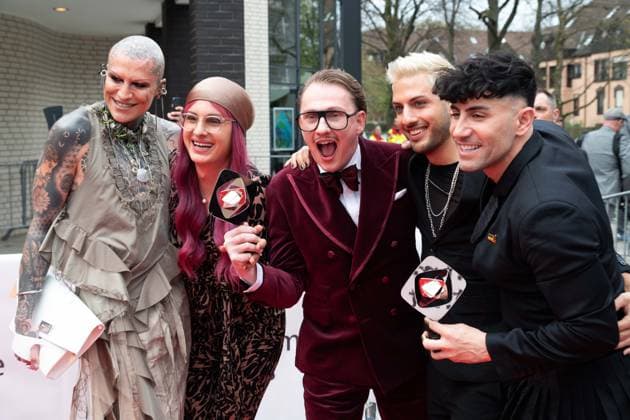 Grimme Award for Queer Eye Germany, with Avi JAKOBD, Leni BOLT, Jan Henrik SCHEPER STUKE, Aljosha MUTTARDI and Ayan YURUK, Red Carpet, Red Carpet Show, arrival, arrival, 59 Adolf Grimme Award Adolf Grimme Award Grimme Award in Marl, 21 04 2023 oÂ¥Ã