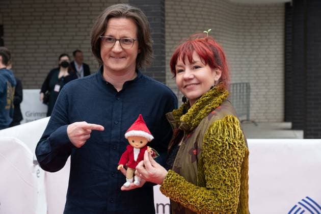 Grimme award for UNSER SANDMAENNCHEN, Stefan SCHOMERUS, director, and Tine KLUTH, animation, red carpet, red carpet show, arrival, 59 Adolf Grimme award ceremony Adolf Grimme award Grimme award in Marl, 21 04 2023 oÂ¥Ã