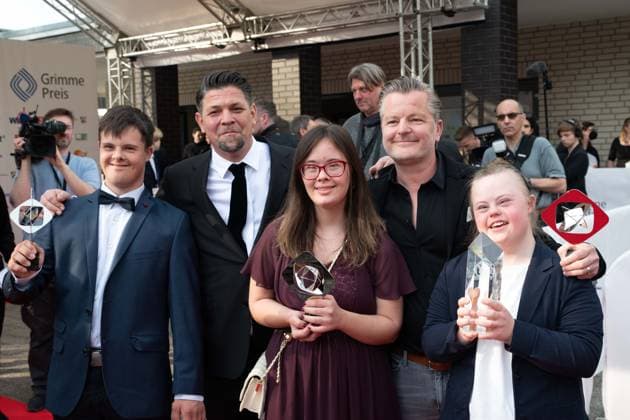 Grimme Prize for ZUM SCHWARZWAELDER HIRSCH, Tim MAELZER and his team, red carpet, red carpet show, arrival, arrival, 59 Adolf Grimme Prize award ceremony Adolf Grimme Prize Grimme Prize in Marl, 21 04 2023 oÂ¥Ã