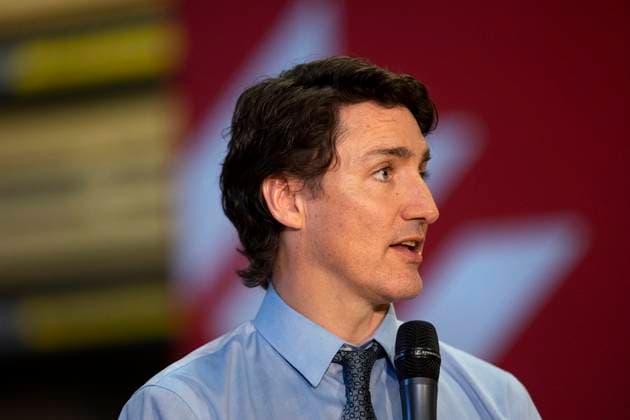 April 21, 2023, London, ON, Canada: Prime Minister Justin Trudeau speaks during a town hall with students and faculty at Fanshawe College in London, Ontario Friday, April 21, 2023. London Canada  - ZUMAc35_ 20230421_zaf_c35_088 Copyright: xTaraxWaltonx