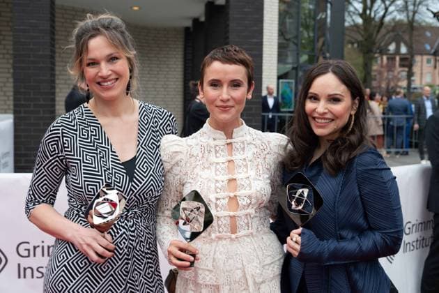 Grimme award for NEULAND v l Franziska Hartmann, actress, Mina Tander, actress, Peri Baumeister, actress, red carpet, red carpet show, arrival, arrival, 59 Adolf Grimme award ceremony Adolf Grimme award Grimme award in Marl, 21 04 2023 oÂ¥Ã