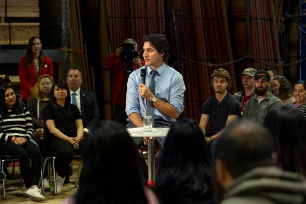 April 21, 2023, London, ON, Canada: Prime Minister Justin Trudeau speaks during a town hall with students and faculty at Fanshawe College in London, Ontario Friday, April 21, 2023. London Canada  - ZUMAc35_ 20230421_zaf_c35_093 Copyright: xTaraxWaltonx