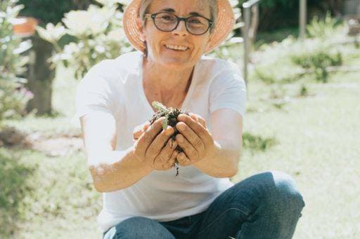 IMAGO Creative: Sommer, Sommertage im Garten RECORD DATE NOT STATED Ahappy senior woman planting flowers at summer garden *** Ahappy ranghoher Frau Bepflanzung Blumen im Sommer Garten 2532982 ,model released, Symbolfoto