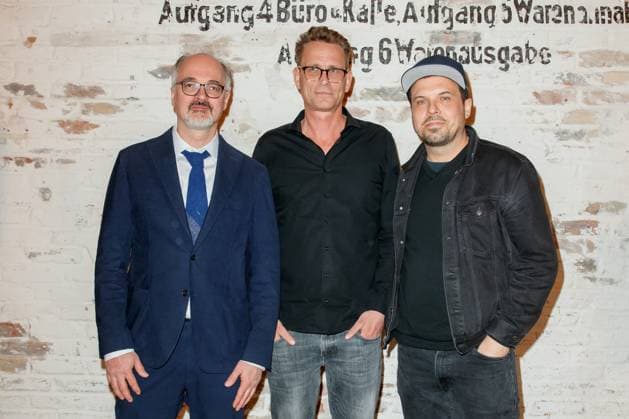 Nominees evening of the German Film Award Lola 2023 Andreas Wodraschke, Jan Petzold and Paul Rischer at the nominees evening of the German Film Award Lola 2023 at Fabrik 23 on 22 04 2023 in Berlin Copyright: xEventpressxKochanx