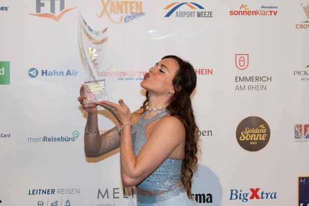 Yvonne PFERRER, receives the honorary award Golden Sun Digital, The Golden Sun 2023, on 22 04 2023 in Wunderland Kalkar,