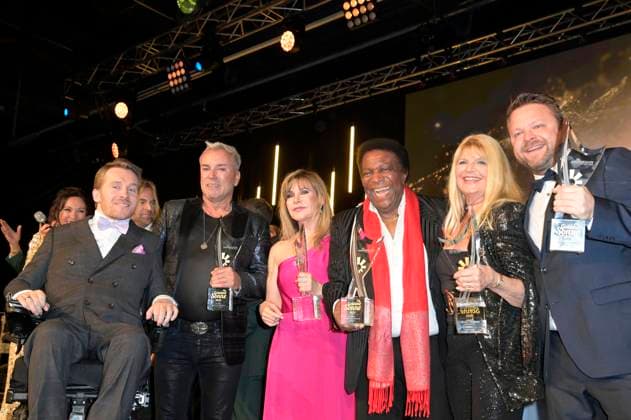 Samuel Koch, Uwe Kroeger, Deborah Sasson, Roberto Blanco and Marlene Charell at the award ceremony of the Golden Sun 2023 during the Sonnenklar TV Gala in Wunderland Kalkar Kalkar, 22 04 2023 Foto:xF.xKernx xFuturexImage