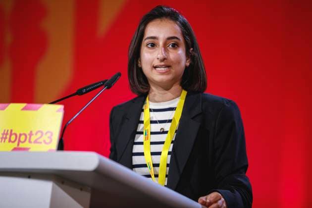74. Ordentlicher Bundesparteitag der FDP Deutschland, Berlin am 23.04.2023: Nadin Zaya (LV Niedersachsen) *** 74 Ordinary Federal Party Congress of the FDP Germany, Berlin on 23 04 2023 Nadin Zaya LV Lower Saxony