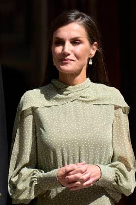 24-04-2023 Madrid Queen Letizia arriving for the presentation of the Miguel de Cervantes literature prize in the Spanish language 2022 to Rafael Cadenas at the university of Alcala de Henares in Madrid. No Spain Â  Copyright: xPPEx