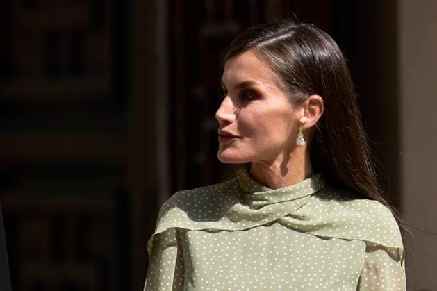 24-04-2023 Madrid Queen Letizia arriving for the presentation of the Miguel de Cervantes literature prize in the Spanish language 2022 to Rafael Cadenas at the university of Alcala de Henares in Madrid. No Spain Â  Copyright: xPPEx