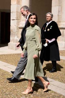 24-04-2023 Madrid Queen Letizia and King Felipe arriving for the presentation of the Miguel de Cervantes literature prize in the Spanish language 2022 to Rafael Cadenas at the university of Alcala de Henares in Madrid. No Spain Â  Copyright: xPPEx
