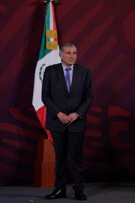AndrÃ s Manuel Lopez Obrador, President Of Mexico, Tests Positive For COVID-19 Adan Augusto Lopez Hernandez, Secretary of the Interior, leads a morning conference at the National Palace in Mexico City, after Andres Manuel Lopez Obrador, President of Mexico, reported yesterday through his social networks that he tested positive for COVID-19, mentioning that it is not serious and that his heart is in optimal condition. Mexico City Mexico  Copyright: xGerardoxVieyrax originalFilename: vieyra-notitle230424_nphY9.jpg