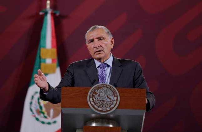 AndrÃ s Manuel Lopez Obrador, President Of Mexico, Tests Positive For COVID-19 Adan Augusto Lopez Hernandez, Secretary of the Interior, leads a morning conference at the National Palace in Mexico City, after Andres Manuel Lopez Obrador, President of Mexico, reported yesterday through his social networks that he tested positive for COVID-19, mentioning that it is not serious and that his heart is in optimal condition. Mexico City Mexico  Copyright: xGerardoxVieyrax originalFilename: vieyra-notitle230424_npJHn.jpg