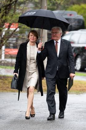 April 24, 2023, Ottawa, ON, Canada: German President Frank-Walter Steinmeier, right, arrives with his wife Elke BoÂ¼denbender at the official residence of the German Ambassador to Canada during an official visit in Ottawa, on Monday, April 24, 2023. Ottawa Canada  - ZUMAc35_ 20230424_zaf_c35_068 Copyright: xSpencerxColbyx