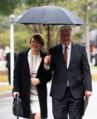 April 24, 2023, Ottawa, ON, Canada: German President Frank-Walter Steinmeier, right, arrives with his wife Elke BoÂ¼denbender at the official residence of the German Ambassador to Canada during an official visit in Ottawa, on Monday, April 24, 2023. Ottawa Canada  - ZUMAc35_ 20230424_zaf_c35_070 Copyright: xSpencerxColbyx