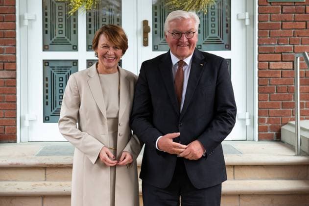 April 24, 2023, Ottawa, ON, Canada: German President Frank-Walter Steinmeier, right, arrives with his wife Elke BoÂ¼denbender at the official residence of the German Ambassador to Canada during an official visit in Ottawa, on Monday, April 24, 2023. Ottawa Canada  - ZUMAc35_ 20230424_zaf_c35_072 Copyright: xSpencerxColbyx