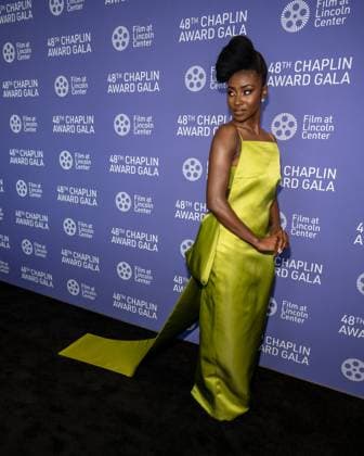 Jayme Lawson arrives on the red carpet at the 48th Chaplin Award Gala honoring Viola Davis at Alice Tully Hall, Lincoln Center in New York City on Monday, April 24, 2023.  NYP20230424512 GabrielexHoltermann