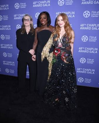 April 24, 2023, New York, New York, USA: Meryl Streep, Viola Davis and Jessica Chastain attend the 48th Chaplin Award Honoring Viola Davis at Lincoln Centers Alice Tully Hall in New York. New York USA - ZUMAp281 20230424_zea_p281_047 Copyright: xPhotoxImagexPressx