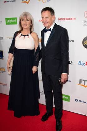 Peter ILLMANN, presenter, escort not identified, red carpet, red carpet show, arrival, arrival, The Golden Sun 2023, on 22 04 2023 at Wunderland Kalkar,
