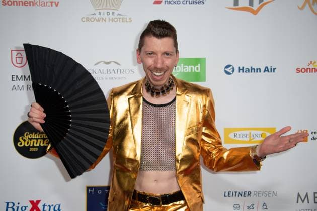 Manuel FLICKINGER, TV performer, red carpet, red carpet show, arrival, arrival, The Golden Sun 2023, on 22 04 2023 at Wunderland Kalkar,