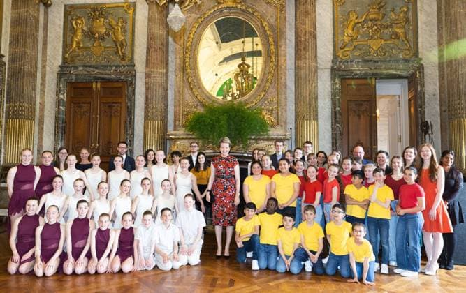 Queen Mathilde of Belgium poses for the photographer during the presentation of the Queen Mathilde Prize ISEE IDEA IDO of the Queen Mathilde Fund, at the Royal Palace in Brussels, Wednesday 26 April 2023. The Queen Mathilde Fund annually supports dozens of initiatives in Belgium that empower socially vulnerable children and young people. The project call I SEE, IDEA, I DO specifically provides support and professional guidance to young people who are looking for solutions to local challenges and thus aims to encourage young people s entrepreneurship. Just before the award ceremony, the Queen had a meeting with the youth jury, which again selected the laureate of the Queen Mathilde Prize from various projects this year.  BENOITxDOPPAGNE 66108626