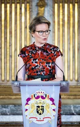 Queen Mathilde of Belgium delivers a speech at the presentation of the Queen Mathilde Prize ISEE IDEA IDO of the Queen Mathilde Fund, at the Royal Palace in Brussels, Wednesday 26 April 2023. The Queen Mathilde Fund annually supports dozens of initiatives in Belgium that empower socially vulnerable children and young people. The project call I SEE, IDEA, I DO specifically provides support and professional guidance to young people who are looking for solutions to local challenges and thus aims to encourage young people s entrepreneurship. Just before the award ceremony, the Queen had a meeting with the youth jury, which again selected the laureate of the Queen Mathilde Prize from various projects this year.  BENOITxDOPPAGNE 66108646