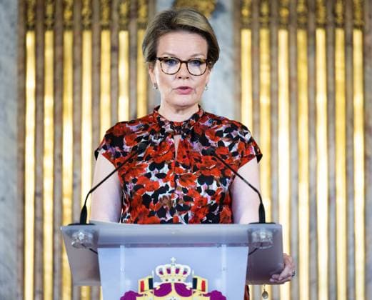 Queen Mathilde of Belgium delivers a speech at the presentation of the Queen Mathilde Prize ISEE IDEA IDO of the Queen Mathilde Fund, at the Royal Palace in Brussels, Wednesday 26 April 2023. The Queen Mathilde Fund annually supports dozens of initiatives in Belgium that empower socially vulnerable children and young people. The project call I SEE, IDEA, I DO specifically provides support and professional guidance to young people who are looking for solutions to local challenges and thus aims to encourage young people s entrepreneurship. Just before the award ceremony, the Queen had a meeting with the youth jury, which again selected the laureate of the Queen Mathilde Prize from various projects this year.  BENOITxDOPPAGNE 66108654