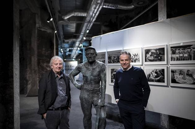 <p>Bergbau trifft Fußball: Austellung von Ruhr-Museum und Fußball-Museum mit diversen Begleitaktionen. Vorgespräch mit Heinrich Theodor Grütter, Direktor des Ruhr-Museums, und Manuel Neukirchner, Direktor des Deutschen Fußballmuseums, in der Ausstellung. Deutschland NRW Essen Copyright: FabianxStrauch