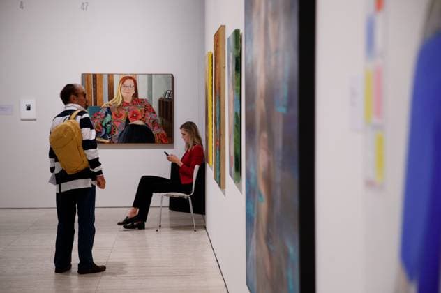 ARCHIBALD PACKING ROOM PRIZE 2023, People walk through the Archibald Portrait Prize exhibition at the Art Gallery of NSW, Sydney Thursday, April 27, 2023. ( NO ARCHIVING, EDITORIAL USE ONLY, NO USE IN BOOKS WITHOUT CONSENT SYDNEY NSW AUSTRALIA  Copyright: xNIKKIxSHORTx 20230427001791340597