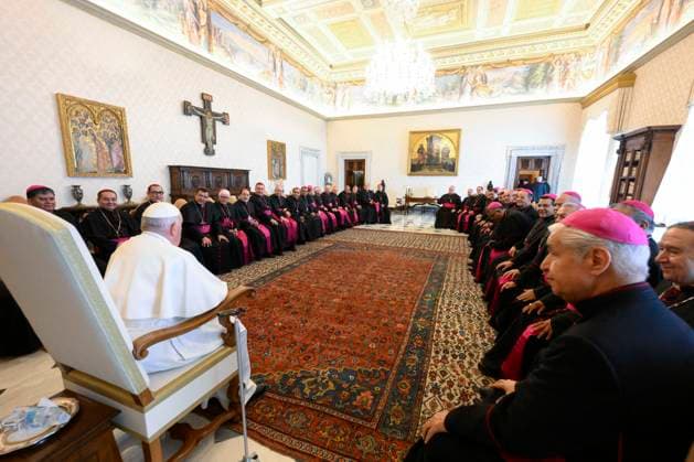 Italy, Rome, Vatican, 2023 4 27. Pope Francis receives in audience the Bishops of Mexico on Ad Limina Apostolorum Visit to the Vatican Photograph by Vatican Media Catholic Press Photo . RESTRICTED TO EDITORIAL USE - NO MARKETING - NO ADVERTISING CAMPAIGNS.  Copyright: xVaticanxMediai cppx xipa-agency.x xVaticanxMediax IPA_IPA37563654