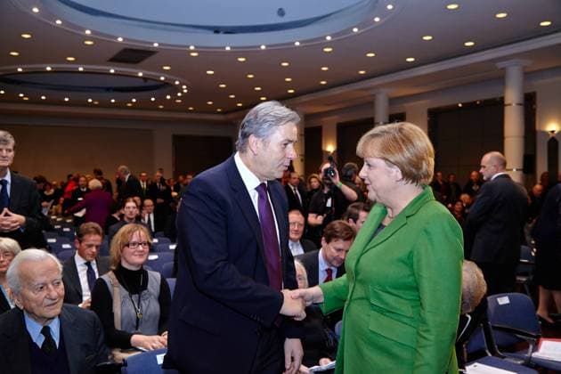 Heinz Galinski Prize 2012 for Angela Merkel Jewish Community of Berlin gives Chancellor Angela Merkel the Heinz Galinski Prize 2012 with presence from Berlin s mayor Klaus Wowereit, former Federal President Richard von Weizsäcker and the Israeli ambassador Yakov Hadas-Handelsman in Berlin. Copyright: xZoonar.com ReynaldoxPaganellix 4118325