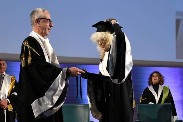 Milan, IULM University - Conferment of the honorary master s degree in management of artistic and cultural resources to Donatella Rettore  Copyright: xAlbertoxTerenghix xipa-agency.nex xComi Terenghix IPA_IPA37575182
