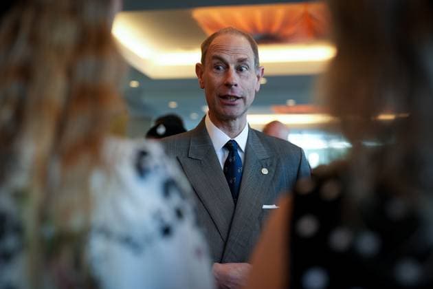 April 27, 2023, VANCOUVER, BC, CANADA: Prince Edward, Duke of Edinburgh, talks with award recipients during a reception after presenting Duke of Edinburgh Gold Awards of Achievement to youth, in Vancouver, on Thursday, April 27, 2023. VANCOUVER CANADA - ZUMAc35_ 20230427_zaf_c35_104 Copyright: xDarrylxDyckx