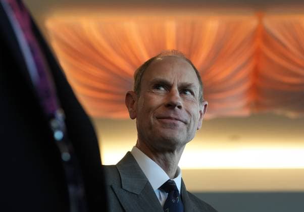 April 27, 2023, VANCOUVER, BC, CANADA: Prince Edward, Duke of Edinburgh, talks with award recipients during a reception after presenting Duke of Edinburgh Gold Awards of Achievement to youth, in Vancouver, on Thursday, April 27, 2023. VANCOUVER CANADA - ZUMAc35_ 20230427_zaf_c35_107 Copyright: xDarrylxDyckx