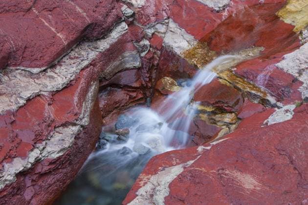 Sedimentary Mineral layers from Argillite at Lost Horse Creek, Red Rock Canyon, Waterton Lakes National Park, Alberta, Canada, North America Copyright: imageBROKER/alimdix/xArterra ibltsm09216094.jpg