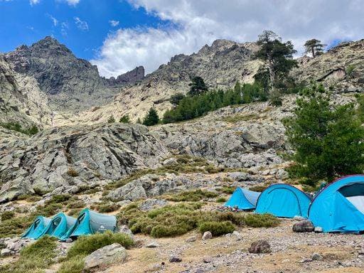 RECORD DATE NOT STATED Biwak tents at Bergerie de Ballone, along the GR 20 trail, Corsica *** Biwak Zelte im Bergerie de’ Ballone, entlang der GR +20 trail, Korsika 3154057
