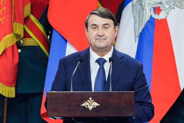 RUSSIA, MOSCOW - APRIL 29, 2023: President Putin s adviser Igor Levitin speaks at a concert marking the centenary of the CSKA sports club at the Central Academic Theatre of the Russian Army. Vadim Savitsky Russian Defence Ministry Press Office TASS  58742981