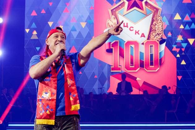 RUSSIA, MOSCOW - APRIL 29, 2023: Singer Denis Maidanov performs in a concert marking the centenary of the CSKA sports club at the Central Academic Theatre of the Russian Army. Vadim Savitsky Russian Defence Ministry Press Office TASS  58743241
