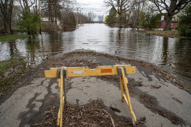 April 30, 2023, Rigaud, PQ, CANADA: Homes and roads are threatened by high water levels along the Ottawa river in the town of Rigaud, Que., Just west of the island of Montreal, Sunday, April 30, 2023. The area is on high alert with a total of 30 to 50 millimetres of rain expected from Sunday evening into Monday. Rigaud CANADA  - ZUMAc35_ 20230430_zaf_c35_022 Copyright: xPeterxMccabex