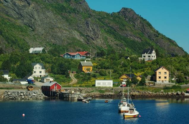 Sorvagen, the town of the ferry terminal for the ferry between Bodo and the Lofoten, Norway Copyright: xIldikoxPappx xDesignxPicsx , 30648047 Copyright: IldikoxPappx xDesignxPics 30648047